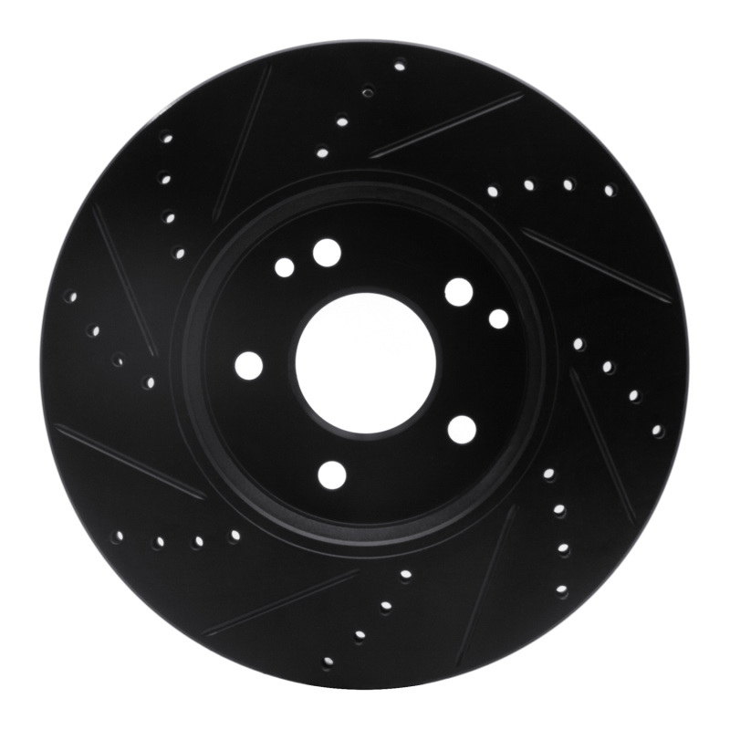 Chrysler Crossfire Brake Rotor (1) - Front Right - R1 Concepts - Drilled & Slotted - Black - `96-`11